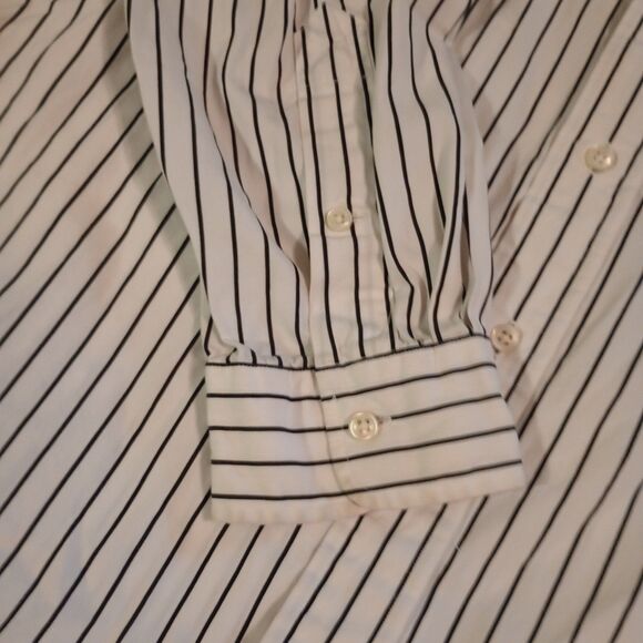 Ralph Lauren Men's Custom Fit L/S XL Button Up. Black/White Stripe 100% Cotton - Picture 2 of 9